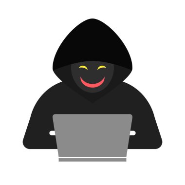 Hacker ikonu. Siber saldırı. Düzenlenebilir vektör.