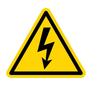 Yüksek voltaj tehlike işareti. Elektriksel uyarı. Düzenlenebilir vektör.