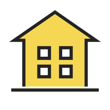 Sarı ev ikonu. Kalacak yer. Gayrimenkul. Düzenlenebilir vektör.