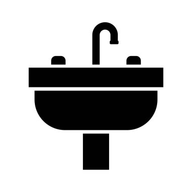 Havza siluet simgesi. Lavabo silueti simgesi. Düzenlenebilir vektör.