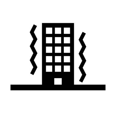 Deprem ve bina silueti. Düzenlenebilir vektör.