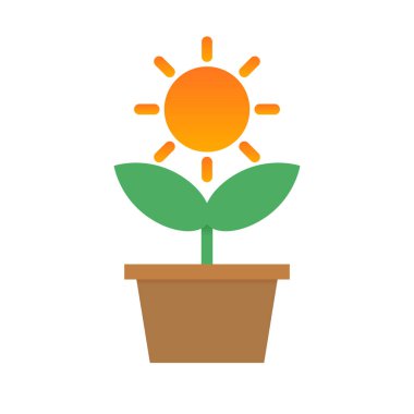 Fotosentetik simge. Güneş ve bitki. Düzenlenebilir vektör.