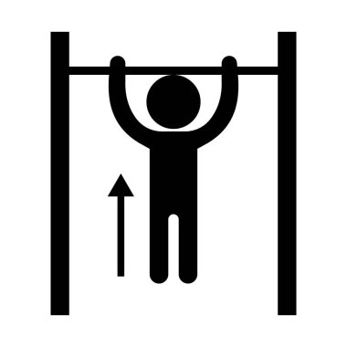 Barfiks silueti yapan kişi. Barfiks silueti yapan kişi. Düzenlenebilir vektör.