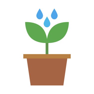 Saksı ikonunu suluyorum. Düzenlenebilir vektör.