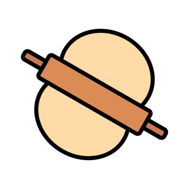 Rolling Pin ve Hamur Hazırlama Simgesi. Vektör.