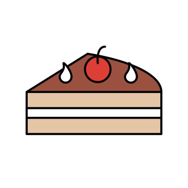 Kirazlı çikolatalı pasta. Düzenlenebilir vektör.