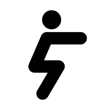 Çömelme hareketi yapan insan silueti. Düzenlenebilir vektör.