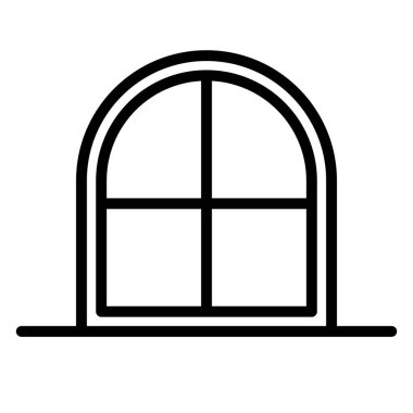 Kemerli cam pencere simgesi. Düzenlenebilir vektör.