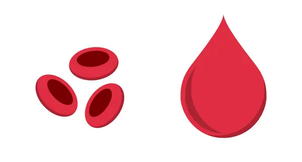 Kırmızı kan hücreleri ve kan damlası. Vektör.