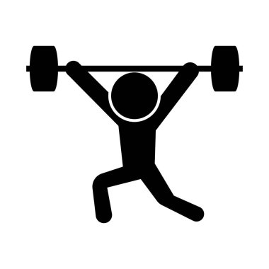 Halter kaldıran bir kişinin silueti. Ağırlık kaldırma. Düzenlenebilir Vektör.