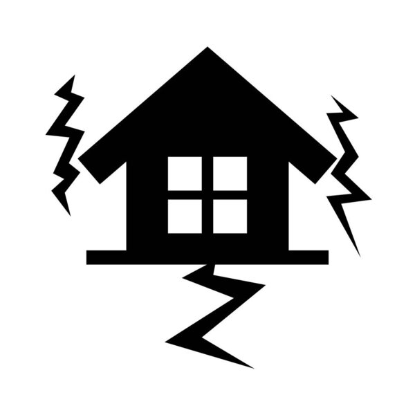 Силуэт землетрясения и разрушения земли. Редактируемый вектор.