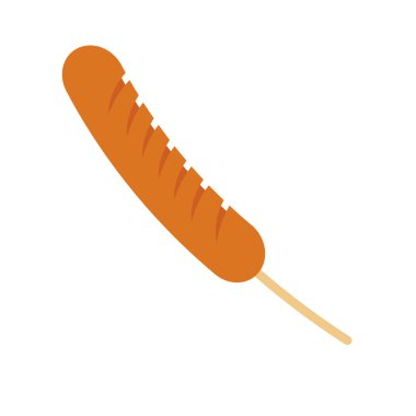 Tahta şişte ızgara sosis. Düzenlenebilir vektör.