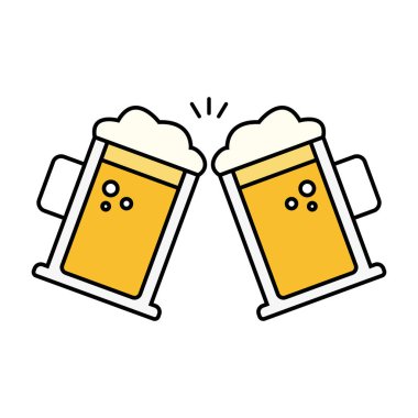 Bira bardakları şerefe ikonu. Düzenlenebilir vektör.