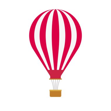 Düz dizayn kırmızı sıcak hava balonu ikonu. Düzenlenebilir vektör.
