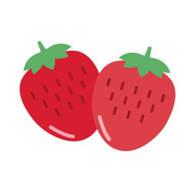 İki tatlı çilek ikonu. Düzenlenebilir vektör.