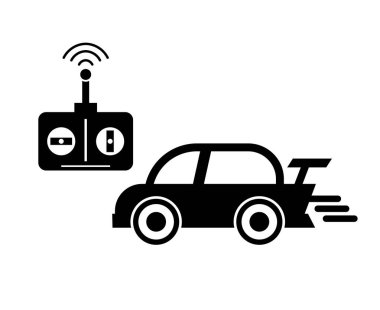 Uzaktan kumandalı araba silueti simgesi. Düzenlenebilir vektör.