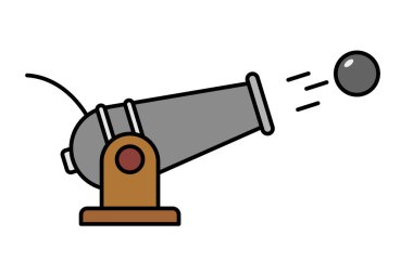 Top ateşleme ikonu. Top saldırısı ikonu. Düzenlenebilir vektör.