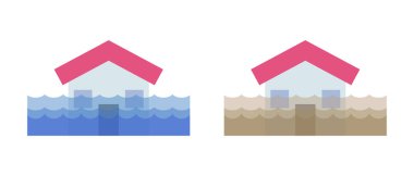 Sel ve çamurlu su ikonu seti. Düzenlenebilir vektör.