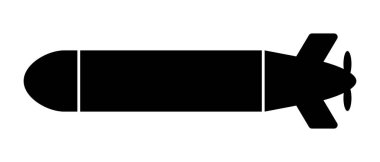 Modern Askeri Torpido 'nun silueti. Düzenlenebilir vektör.