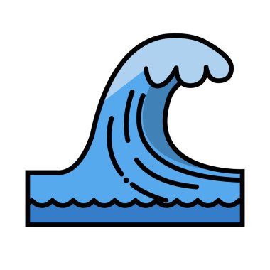 Tsunami ikonu. Okyanus yüksek dalga ikonu. Düzenlenebilir vektör.
