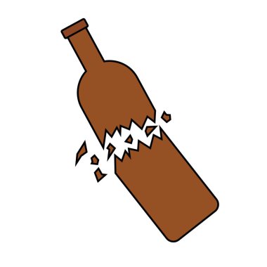 Kırık şişe ve enkaz ikonu. Düzenlenebilir vektör.