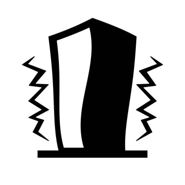 Deprem silueti simgesi tarafından sallanan bina. Düzenlenebilir vektör.