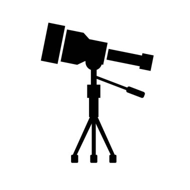 Tripod Bağlı Teleskop 'un silueti. Düzenlenebilir vektör.
