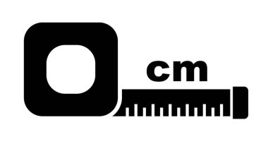 Bant ölçüsü ve 1 cm siluet. Düzenlenebilir vektör.