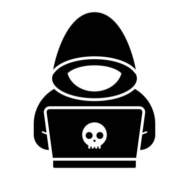 Gizemli hacker siluet simgesi. Düzenlenebilir vektör.