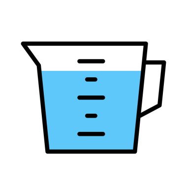 Su ikonuyla dolu ölçü kabı. Düzenlenebilir vektör.