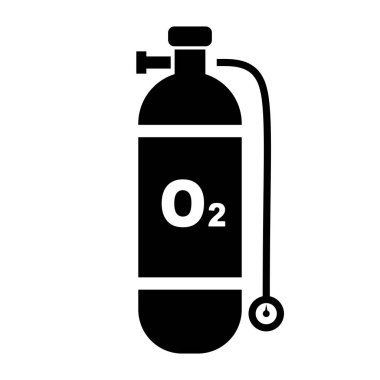 Basınç göstergesi siluet ikonlu Tıbbi Oksijen Tankı. Düzenlenebilir vektör.