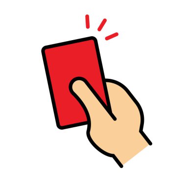 Kırmızı kart uyarı simgesi. Düzenlenebilir vektör.