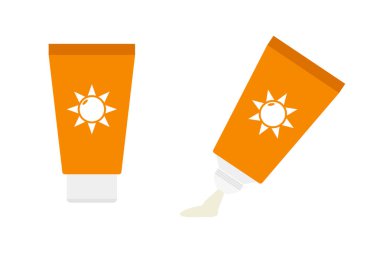 Güneş kremi ikonu seti. Düzenlenebilir vektör.