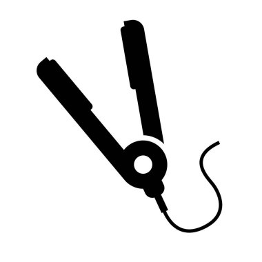 Kabzalı saç düzleştirici siluet simgesi. Düzenlenebilir vektör.