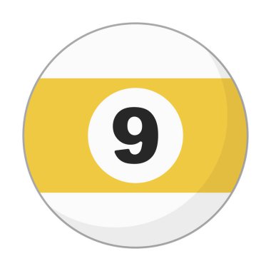 Düz dizayn bilardo 9 top ikonu. Düzenlenebilir vektör.