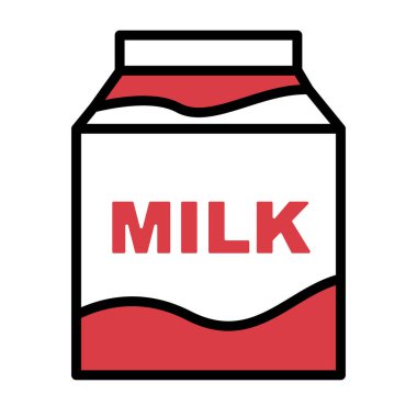 Kırmızı süt kutusu simgesi. Düzenlenebilir vektör.