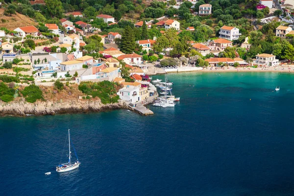 Close Top View Asos Village Assos Peninsula Fantastic Blue Ionian — Zdjęcie stockowe