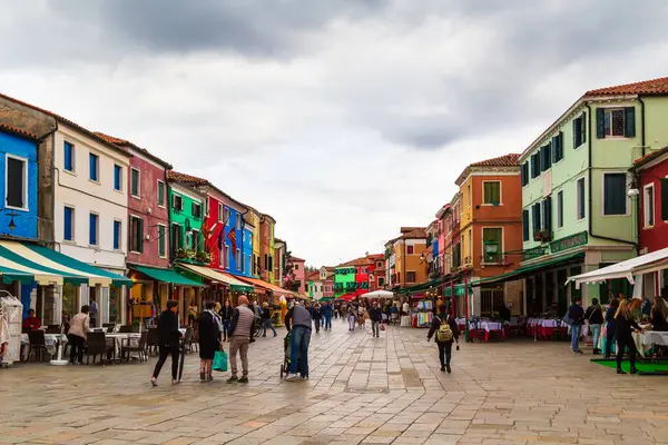 Burano Italy October 2019 Bright Traditional Colorful Buildings Burano Venice Royalty Free Stock Photos