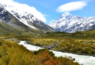 Aoraki Dağı 'ndaki Hooker Vadisi Cook Ulusal Parkı, New Zeland