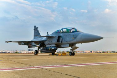 Don Muang Hava Üssü, Bangkok, Tayland, 8 Mart 2025: Savaş uçağı ön görüşü Jas39 Gripen, Tayland Kraliyet Hava Kuvvetleri 88.