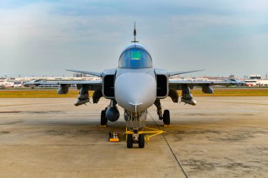 Don Muang Hava Üssü, Bangkok, Tayland, 8 Mart 2025: Savaş uçağı ön görüşü Jas39 Gripen, Tayland Kraliyet Hava Kuvvetleri 88.