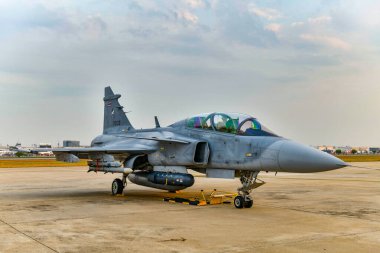 Don Muang Hava Üssü, Bangkok, Tayland, 8 Mart 2025: Savaş uçağı ön görüşü Jas39 Gripen, Tayland Kraliyet Hava Kuvvetleri 88.