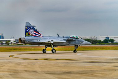 Don Muang Hava Üssü, Bangkok, Tayland, 8 Mart 2025: Savaş uçağı ön görüşü Jas39 Gripen, Tayland Kraliyet Hava Kuvvetleri 88.