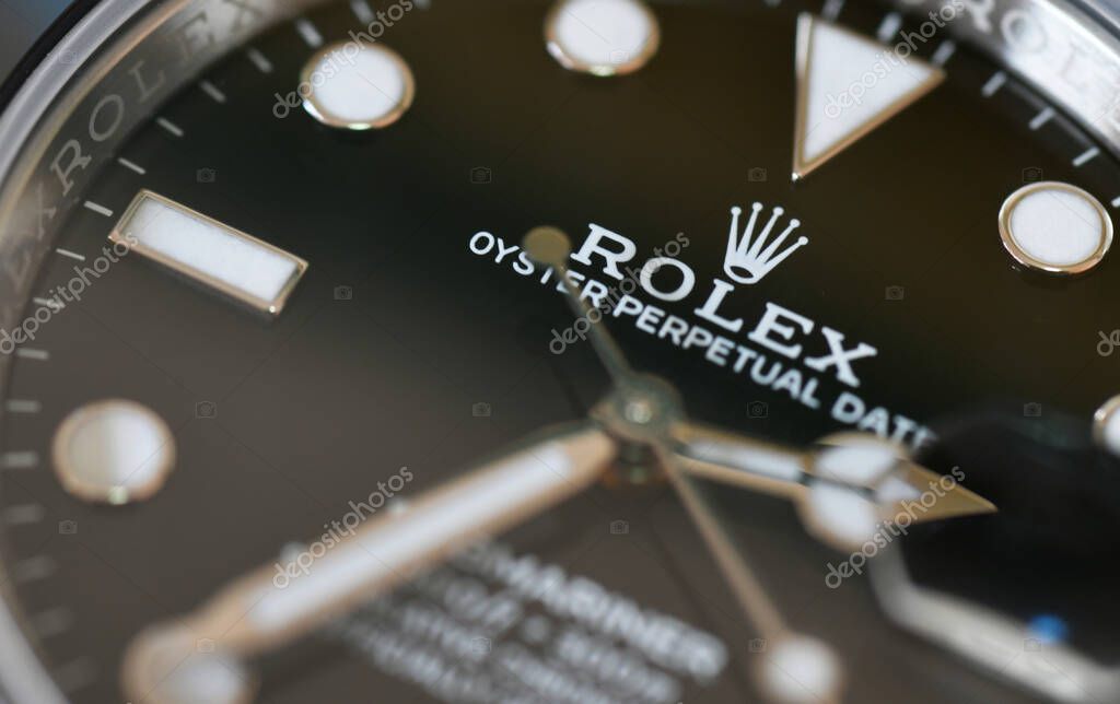 Bangkok Thailand- January 28,2021:Close up Rolex Submariner Date Steel Black Ceramic Men's Wrist watch