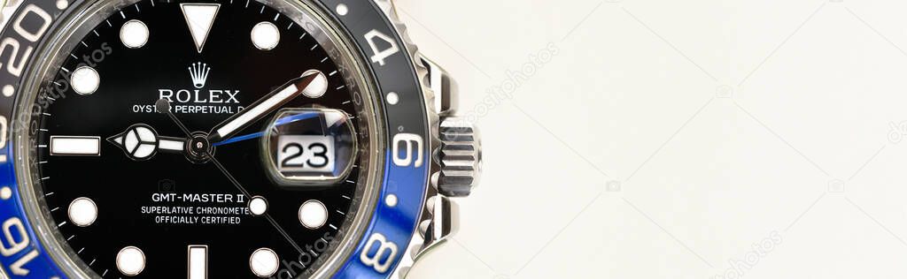 Bangkok Thailand- Feb 20,2022 :Close up Rolex GMT-Master II 