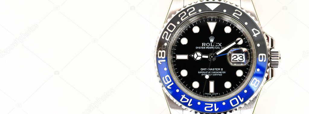 Bangkok Thailand- Feb 20,2022 :Close up Rolex GMT-Master II 