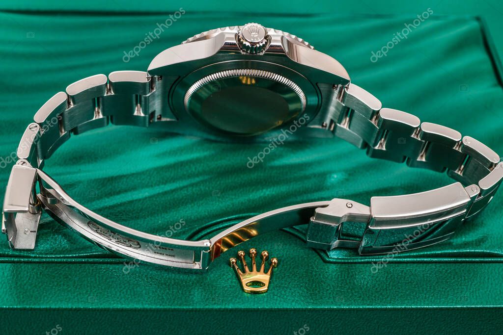 Bangkok Thailand- January 28,2021:Close the watch strap and stainless steel watch strap.