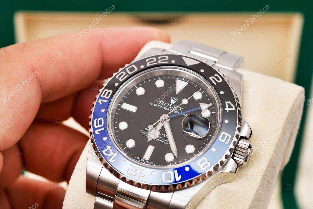 Bangkok Thailand- Feb 20,2022 :Close up Rolex GMT-Master II 