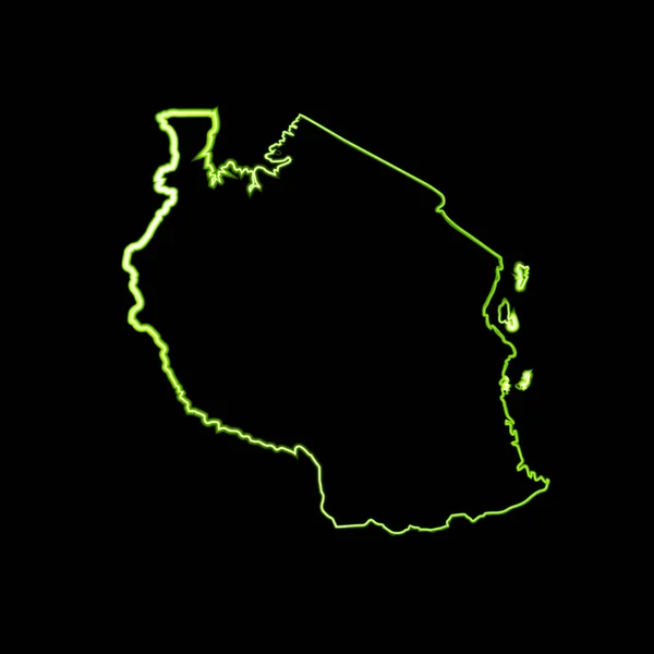 Mappa Schematica Vettoriale Della Tanzania Con Effetto Neon — Vettoriale Stock