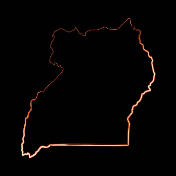 ネオン効果を持つウガンダのベクトルアウトラインマップ — ストックベクタ